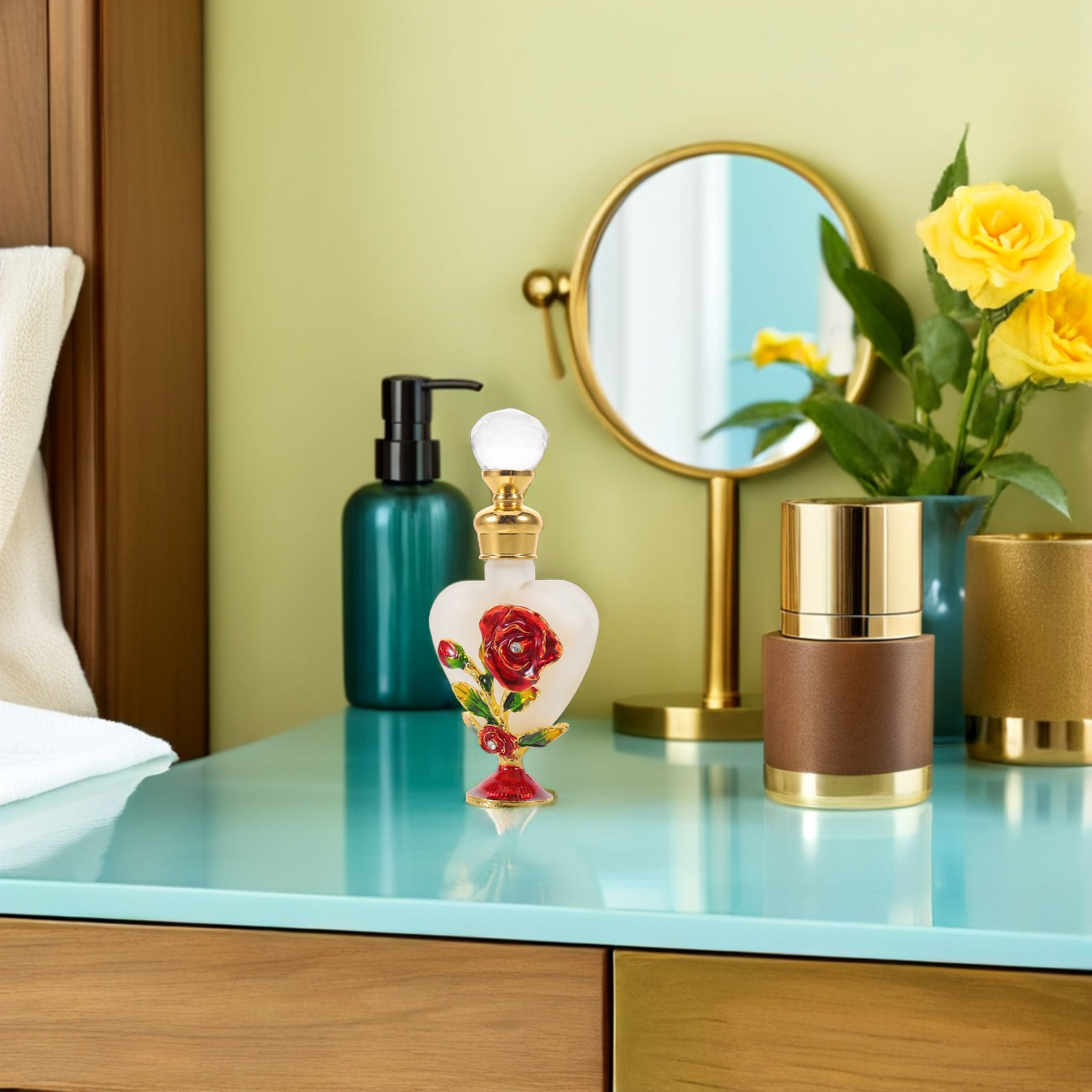 하트 모양의 유리 향수병 1개, 금색 뚜껑, 고급스러운 - Aromatherapy Diffuser 리뷰 및 가격