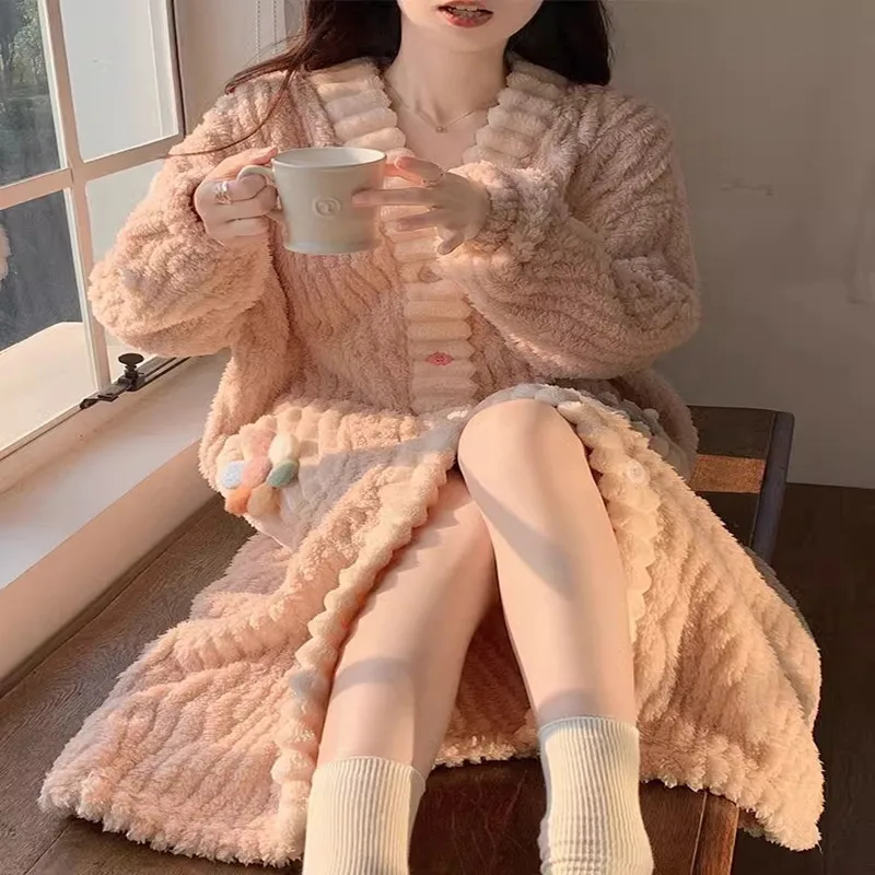 여성용 패딩 두꺼운 따뜻한 로브 겨울 긴 소매 잠옷 플 - Bathrobe 리뷰 및 가격
